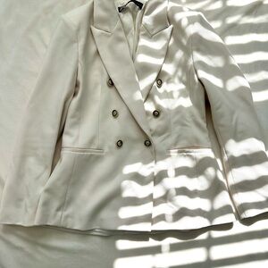 Zara Cream Double-Breasted Blazer